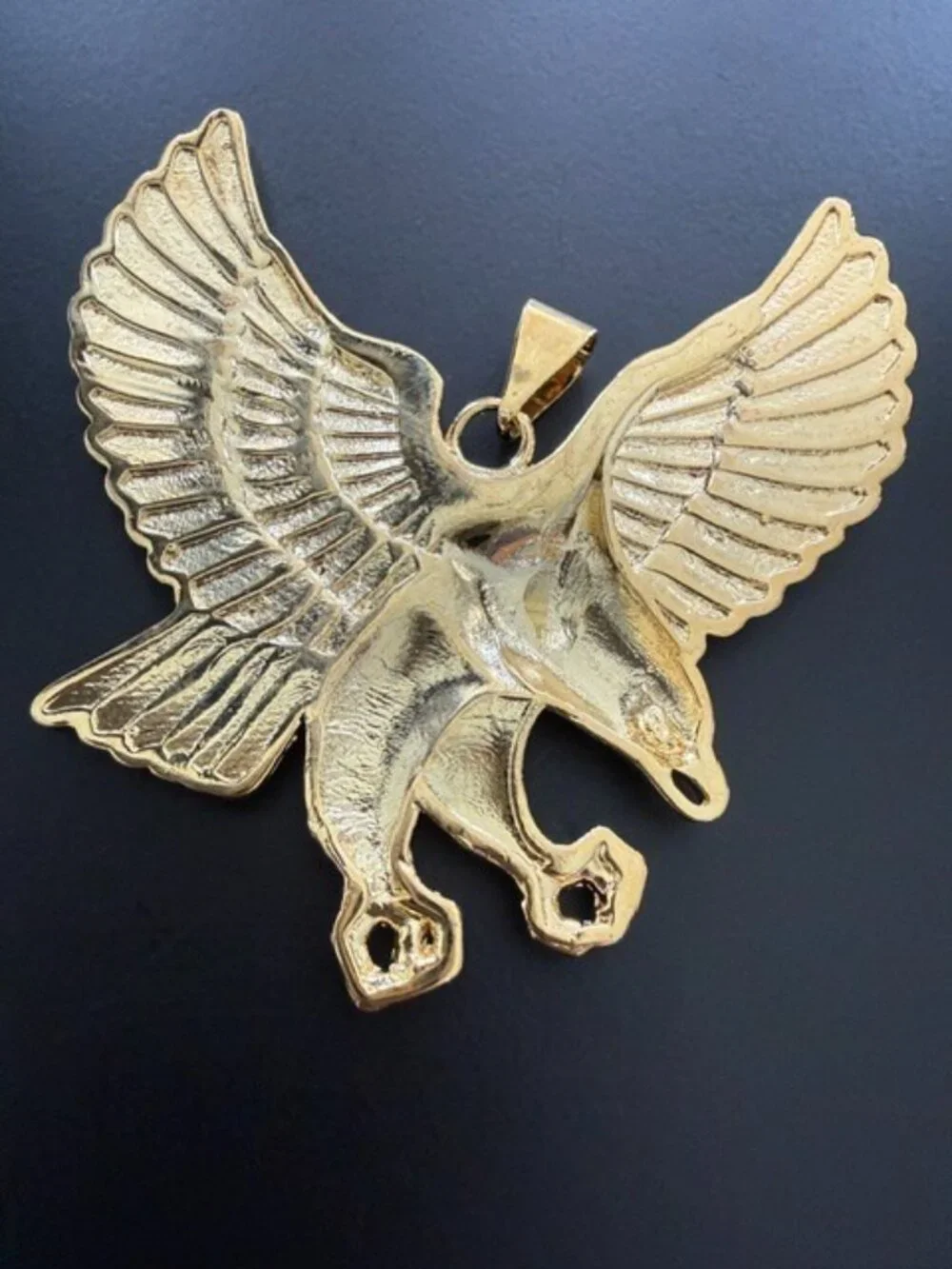 Eagle Flying Tri Color Yellow White Rose Gold Tone Pendant Hip Hop Statement USA